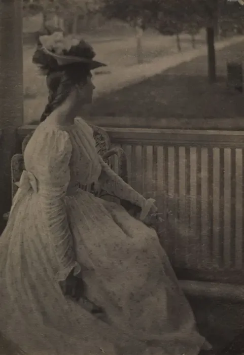 Framed Print : On the Porch (Julia Hall McCune), c. 1897. Creator: Clarence H. White (American, 1871-1925) Framed Print : On the Porch (Julia Hall McCune), c. 1897. Creator: Clarence H. White (American, 1871-1925)