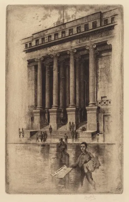 Framed Print : Porch, Old Custom House, Wall Street, 1905. Creator: Charles Frederick William Mielatz Framed Print : Porch, Old Custom House, Wall Street, 1905. Creator: Charles Frederick William Mielatz