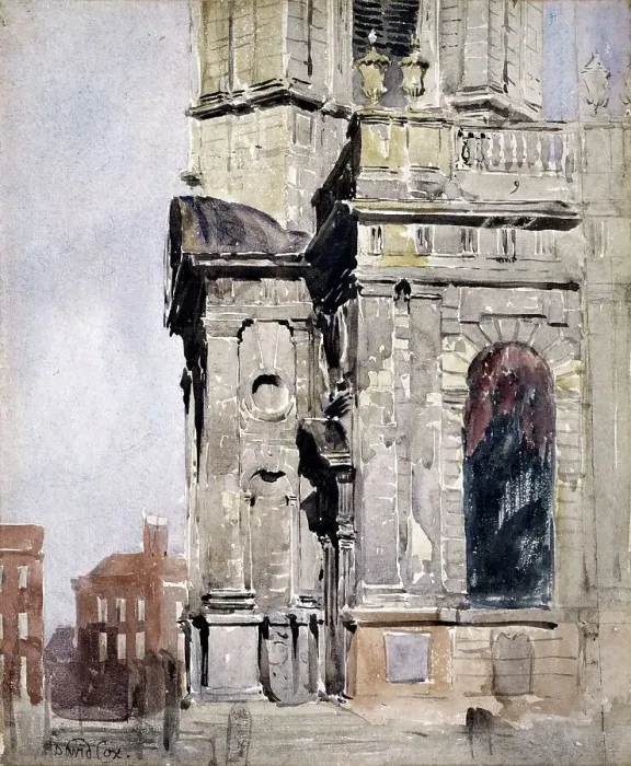 Framed Print : Porch of St Philip's Cathedral, Birmingham, 1836. Creator: David Cox the Elder Framed Print : Porch of St Philip's Cathedral, Birmingham, 1836. Creator: David Cox the Elder