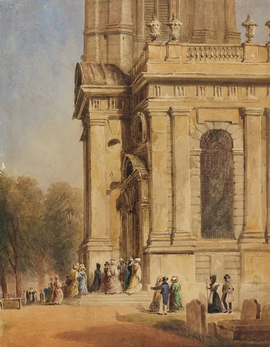 Framed Print : Porch of St Philip's Church, Birmingham, 1830-45. Creator: Unknown Framed Print : Porch of St Philip's Church, Birmingham, 1830-45. Creator: Unknown