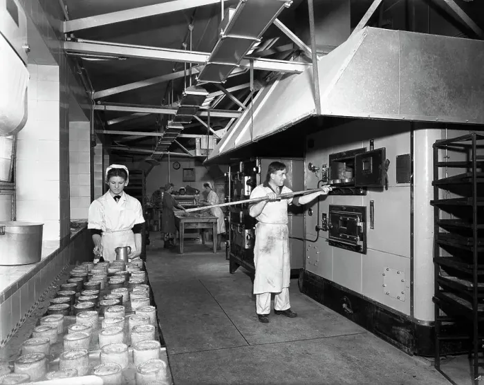 Framed Print : Pork pie production, Rawmarsh, South Yorkshire, 1955. Artist: Michael Walters Framed Print : Pork pie production, Rawmarsh, South Yorkshire, 1955. Artist: Michael Walters