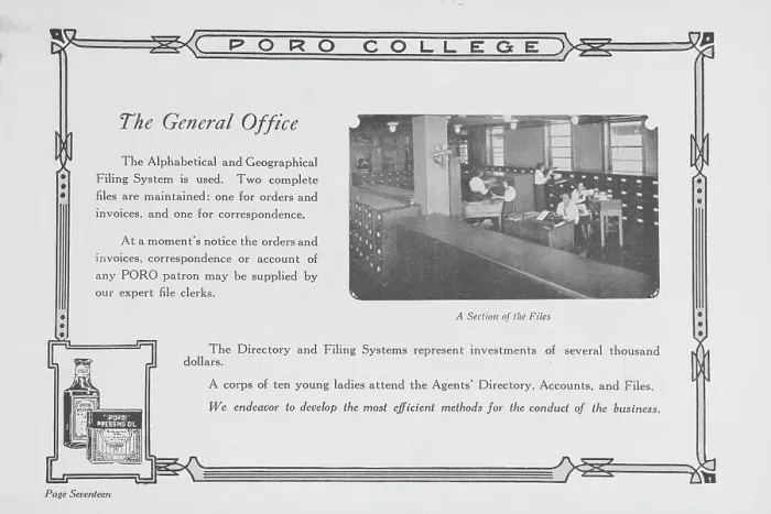 Framed Print : Poro College; The general office; A section of the files, 1922. Creator: Unknown Framed Print : Poro College; The general office; A section of the files, 1922. Creator: Unknown