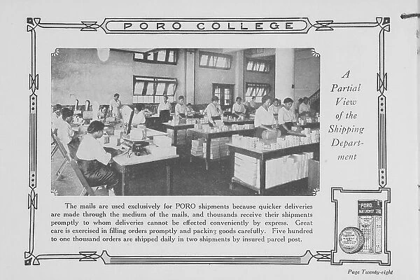 Poro College; A partial view of the shipping department, 1922. Creator: Unknown