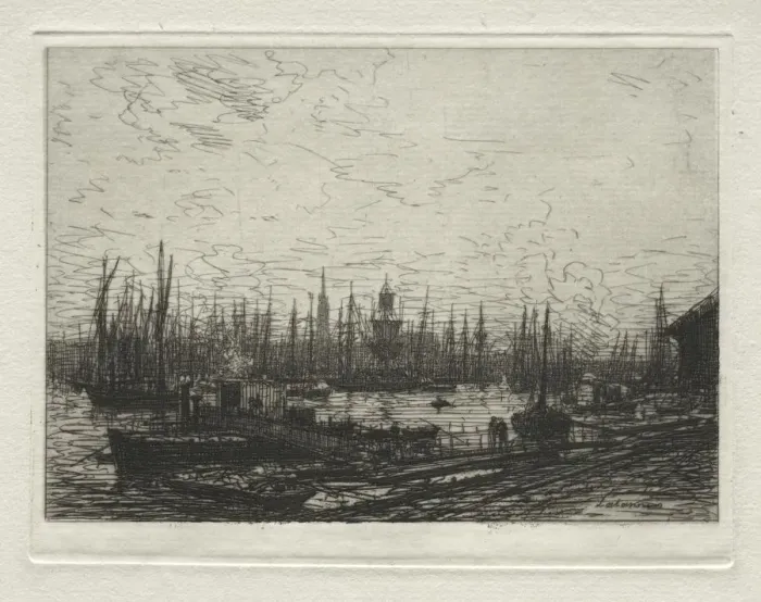 Framed Print : The Port of Bordeaux, Evening. Creator: Maxime Lalanne (French, 1827-1886) Framed Print : The Port of Bordeaux, Evening. Creator: Maxime Lalanne (French, 1827-1886)