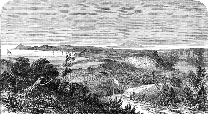 Framed Print : The Port and Castle of Baie: The Cape of Misenum Site of the Garden of Lucullus... 1856. Creator: Unknown Framed Print : The Port and Castle of Baie: The Cape of Misenum Site of the Garden of Lucullus... 1856. Creator: Unknown