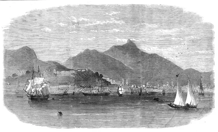 Framed Print : The port and city of Rio De Janeiro, 1864. Creator: Unknown Framed Print : The port and city of Rio De Janeiro, 1864. Creator: Unknown