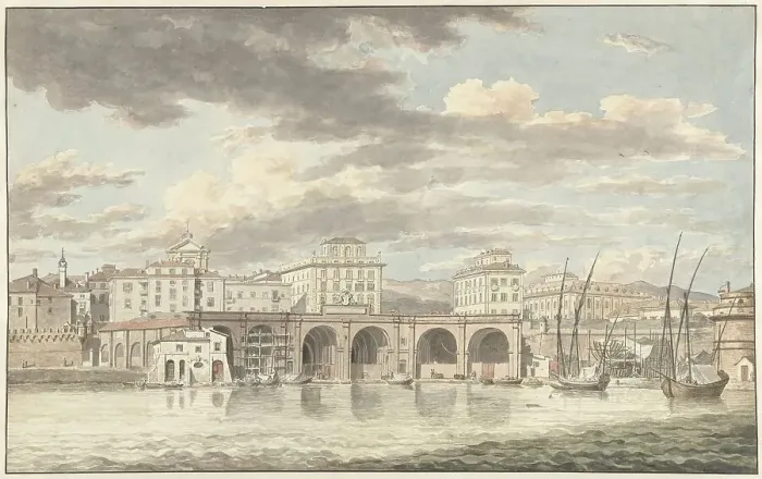 Framed Print : The Port of Civitavecchia, 1779. Creator: Jean Grandjean Framed Print : The Port of Civitavecchia, 1779. Creator: Jean Grandjean