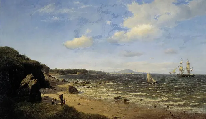 Framed Print : The Port of Douarnenez, 1873. Creator: Oscar Kleineh Framed Print : The Port of Douarnenez, 1873. Creator: Oscar Kleineh