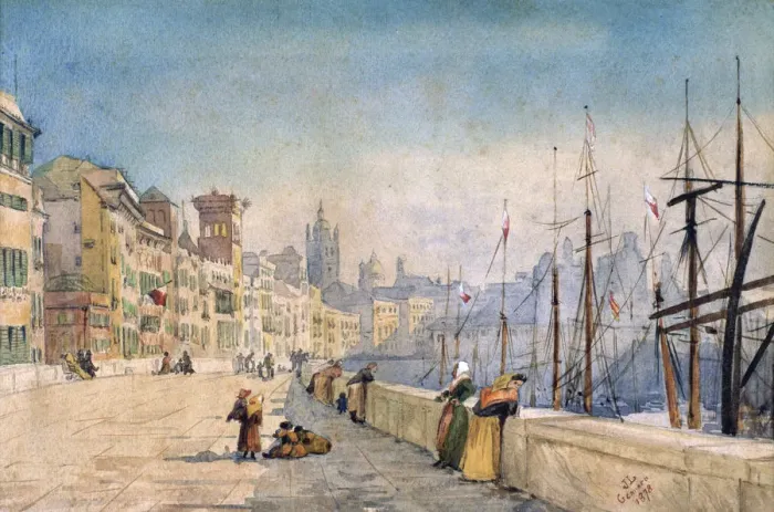 Framed Print : The Port of Genes, 1878. Artist: JL Gennato Framed Print : The Port of Genes, 1878. Artist: JL Gennato