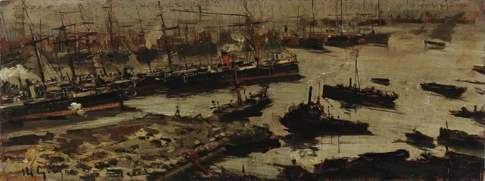 Framed Print : The port of Genoa, 1883. Creator: Mariani, Pompeo (1857-1927) Framed Print : The port of Genoa, 1883. Creator: Mariani, Pompeo (1857-1927)