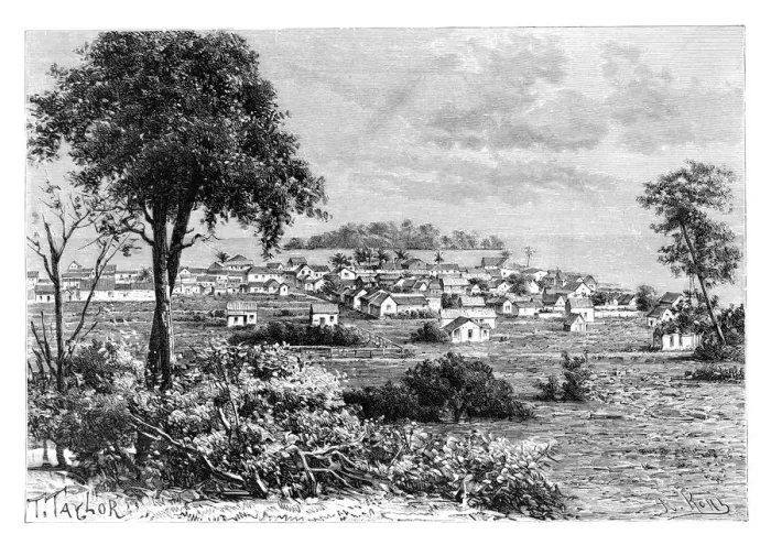 Framed Print : Port Limon and Uvas Island, c1890. Artist: A Kohl Framed Print : Port Limon and Uvas Island, c1890. Artist: A Kohl
