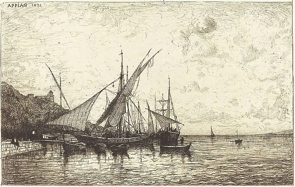 The Port of Monaco, 1873. Creator: Adolphe Appian