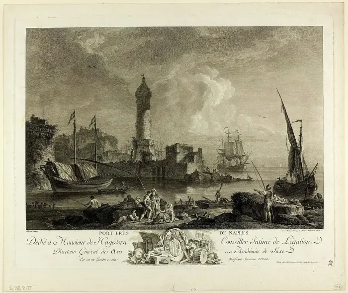 Framed Print : Port near Naples, 1754 / 1808. Creator: Adrian Zingg Framed Print : Port near Naples, 1754 / 1808. Creator: Adrian Zingg