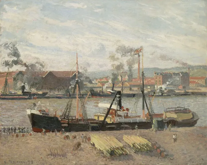 Framed Print : Port Of Rouen, Unloading Wood, 1898. Creator: Camille Pissarro Framed Print : Port Of Rouen, Unloading Wood, 1898. Creator: Camille Pissarro