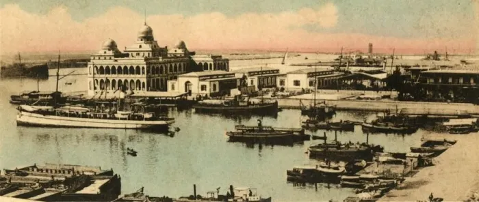Framed Print : Port Said. - The entrance to the canal and Offices to the Company, c1918-c1939 Framed Print : Port Said. - The entrance to the canal and Offices to the Company, c1918-c1939