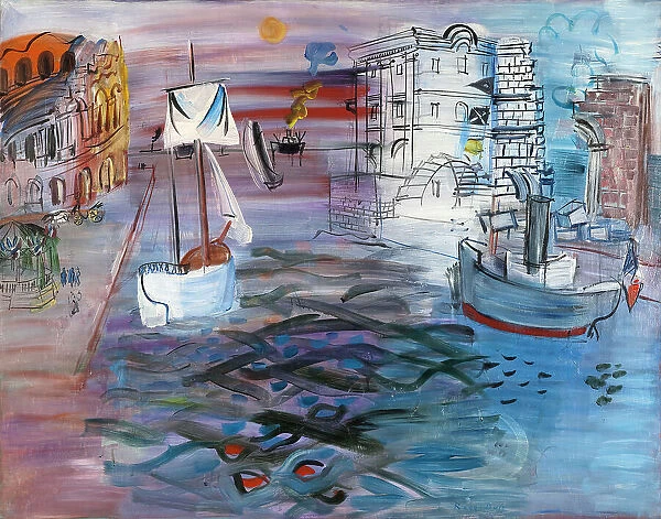 Port with sailboat. Homage to Claude Lorrain, 1935. Creator: Dufy, Raoul (1877-1953)