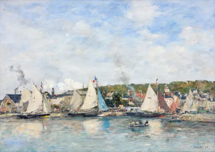 Framed Print : The port of Trouville, 1893. Creator: Boudin, Eugene-Louis (1824-1898) Framed Print : The port of Trouville, 1893. Creator: Boudin, Eugene-Louis (1824-1898)