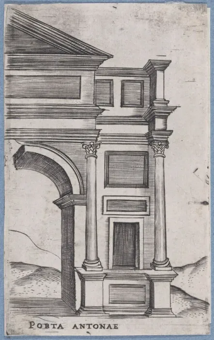 Framed Print : Porta Antonae (Views of Ancient Roman Temples and Arches), 1535-40. 1535-40. Creator: Anon Framed Print : Porta Antonae (Views of Ancient Roman Temples and Arches), 1535-40. 1535-40. Creator: Anon