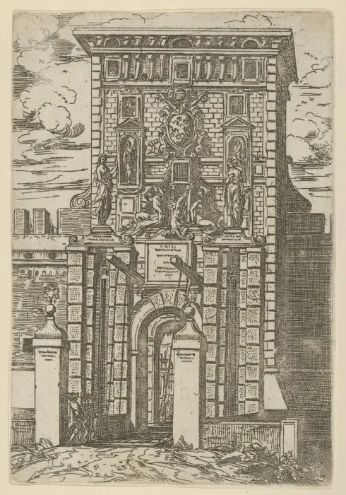 Framed Print : The Porta Galliera, the entrance gate to Bologna and drawbridge with temporary Framed Print : The Porta Galliera, the entrance gate to Bologna and drawbridge with temporary