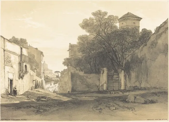 Framed Print : Via Porta Pinciana, Rome. Creator: Edward Lear Framed Print : Via Porta Pinciana, Rome. Creator: Edward Lear