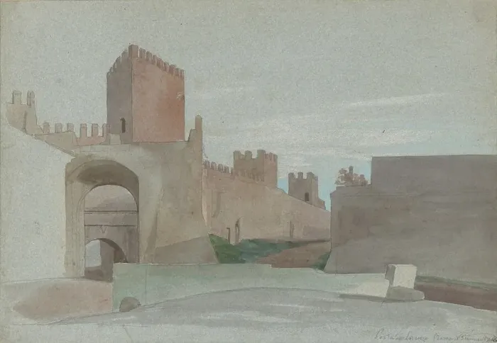 Framed Print : Porta San Lorenzo, Rome, mid-19th century. Creator: Victor-François-Eloi Biennourry Framed Print : Porta San Lorenzo, Rome, mid-19th century. Creator: Victor-François-Eloi Biennourry