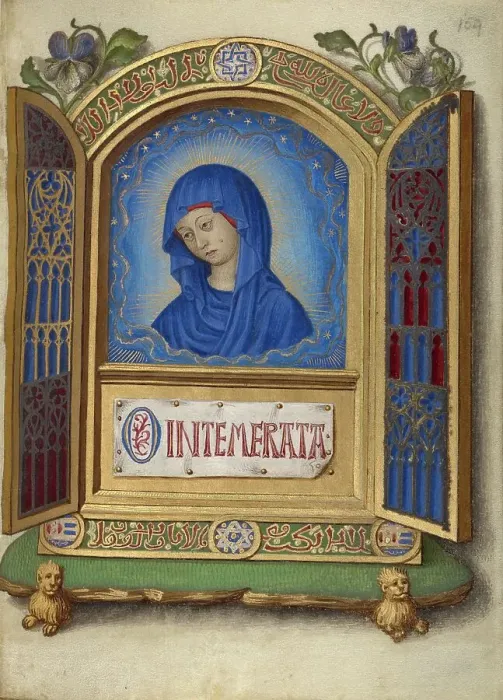 Framed Print : Portable Altarpiece with the Weeping Madonna; Book of Hours, about 1480-1490. Creator: Georges Trubert Framed Print : Portable Altarpiece with the Weeping Madonna; Book of Hours, about 1480-1490. Creator: Georges Trubert
