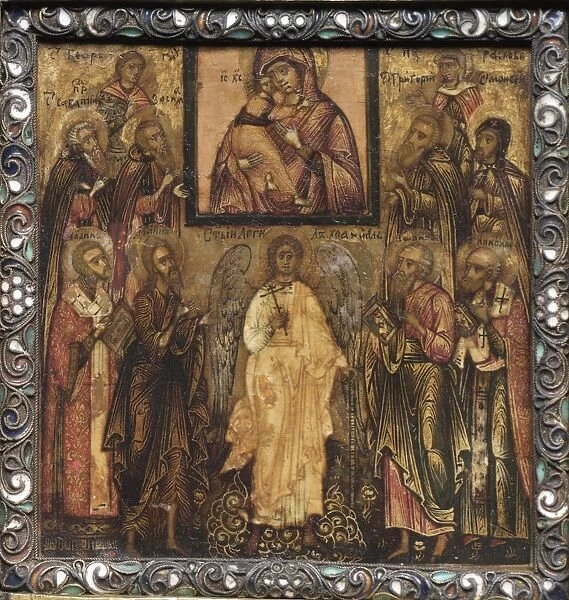 Portable Triptych Icon: Adoration of the Miracle-Working Icon of the Vladimir Mother of God, 1600s