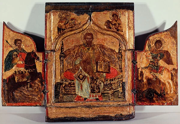 Portable triptych of Saint Nicholas. Creator: Unknown