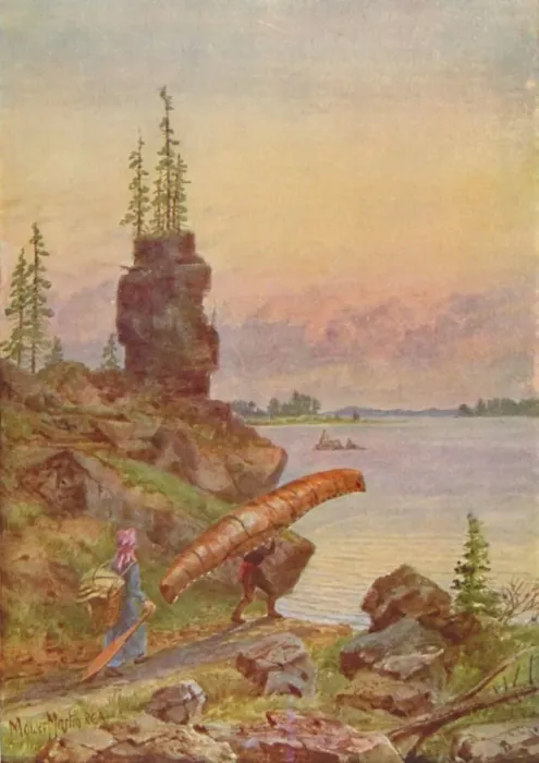 Framed Print : Portage and Birch-Bark Canoe, 1924 Framed Print : Portage and Birch-Bark Canoe, 1924