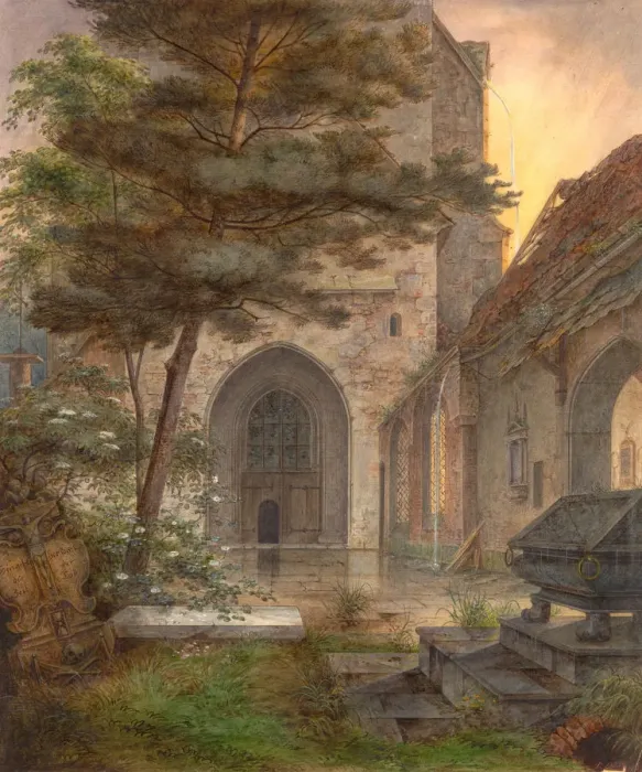 Framed Print : A Portal of a Church, first half 19th century. Creator: Ernst Ferdinand Oehme