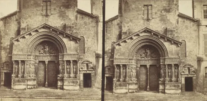 Framed Print : [Portal, Church of Saint-Trophime, Arles], ca. 1864. Creator: Edouard Baldus