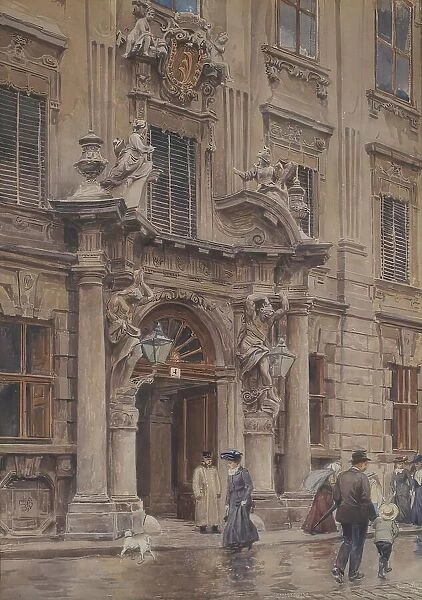 The portal of the Kinsky Palace, around 1901 / 1902. Creator: Ernst Graner