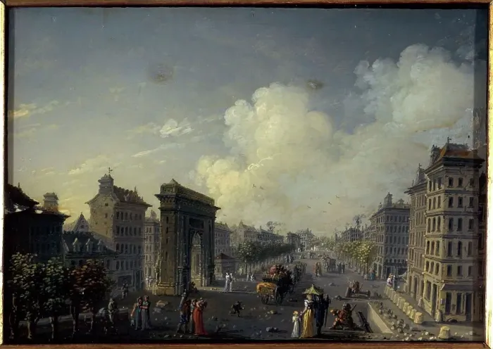 Framed Print : Porte Saint-Denis and the boulevard, current 10th arrondissement, between 1801 and 1850. Creator: Jean Francois Lebelle Framed Print : Porte Saint-Denis and the boulevard, current 10th arrondissement, between 1801 and 1850. Creator: Jean Francois Lebelle