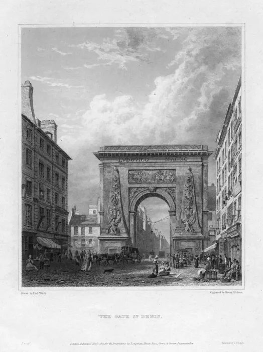 Framed Print : The Porte Saint-Denis, Paris, France, 1820. Artist: Henry Hobson Framed Print : The Porte Saint-Denis, Paris, France, 1820. Artist: Henry Hobson