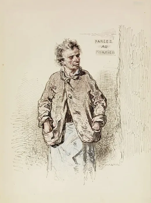 Framed Print : The Porter, 1852-1866. Creator: Paul Gavarni Framed Print : The Porter, 1852-1866. Creator: Paul Gavarni
