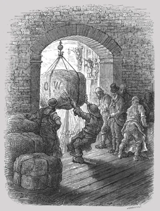 Framed Print : Porters at Work, 1872. Creator: Gustave Doré