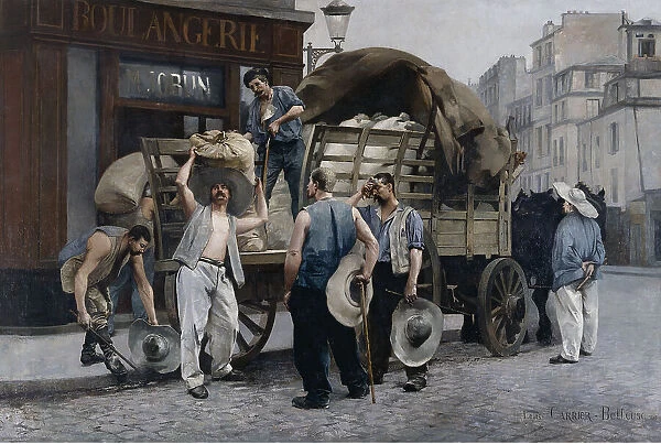 Porteurs de farine, scène parisienne, 1885. Creator: Louis-Robert Carrier-Belleuse