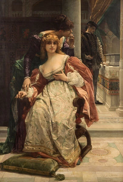 Portia and the Caskets. Scene from the Merchant of Venice