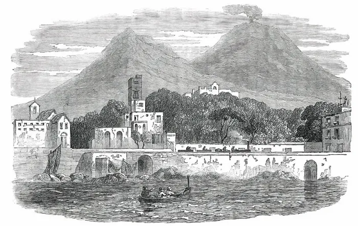 Framed Print : Portici - the Recent Residence of the Pope, sketched from the Sea, 1850. Creator: Unknown Framed Print : Portici - the Recent Residence of the Pope, sketched from the Sea, 1850. Creator: Unknown