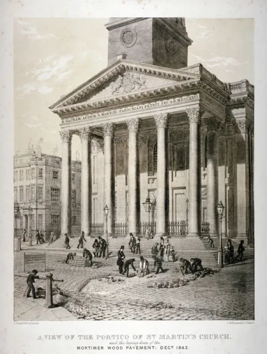 Framed Print : Portico of the Church of St Martin-in-the-Fields, Westminster, London, 1842. Artist Framed Print : Portico of the Church of St Martin-in-the-Fields, Westminster, London, 1842. Artist