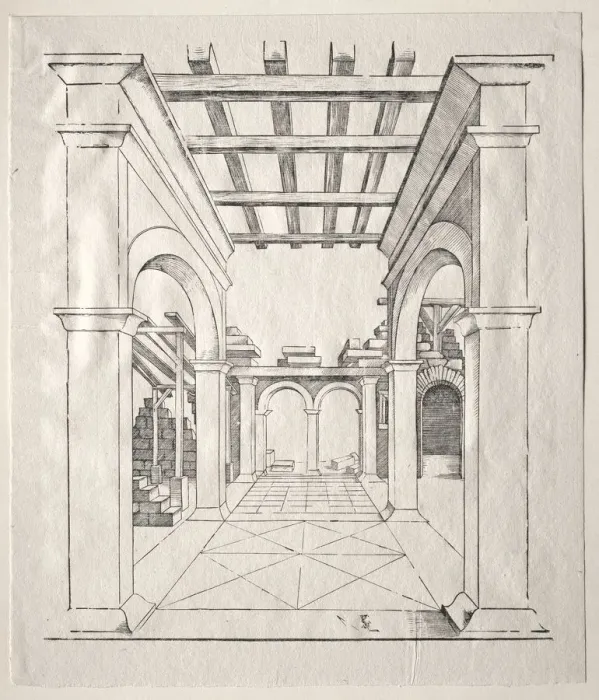 Framed Print : A Portico. Creator: Erhard Schon (German, c. 1491-1542) Framed Print : A Portico. Creator: Erhard Schon (German, c. 1491-1542)