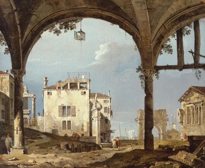 Framed Print : Portico with a Lantern, 1741 / 45. Creator: Unknown Framed Print : Portico with a Lantern, 1741 / 45. Creator: Unknown