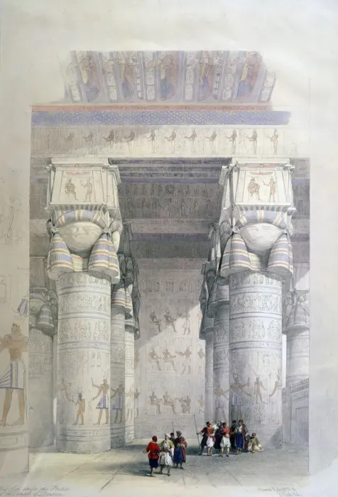 Framed Print : Portico of the Temple of Dendera, 19th century. Artist: David Roberts Framed Print : Portico of the Temple of Dendera, 19th century. Artist: David Roberts