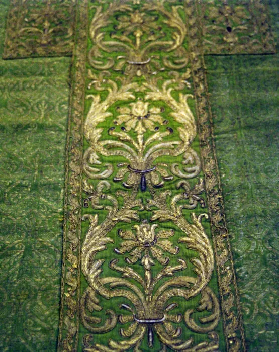 Framed Print : Portion of Chasuble Back, Italy, Late 16th / early 17th century. Creator: Unknown Framed Print : Portion of Chasuble Back, Italy, Late 16th / early 17th century. Creator: Unknown