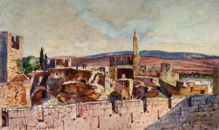 Framed Print : Portion of the Citadel of Jerusalem, 1902. Creator: John Fulleylove Framed Print : Portion of the Citadel of Jerusalem, 1902. Creator: John Fulleylove