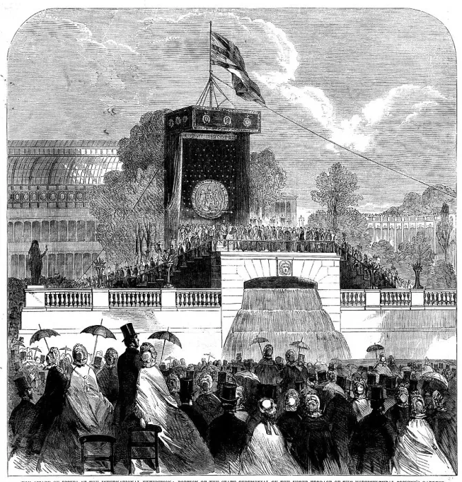 Framed Print : Portion of the State Ceremonial on the Upper Terrace of the Horticultural Society's Gardens, 1862. Creator: Unknown Framed Print : Portion of the State Ceremonial on the Upper Terrace of the Horticultural Society's Gardens, 1862. Creator: Unknown
