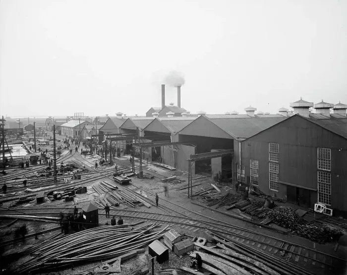 Framed Print : A Portion of the yard, Great Lakes Engineering Works, Ecorse, Mich. (1906?). Creator: Unknown Framed Print : A Portion of the yard, Great Lakes Engineering Works, Ecorse, Mich. (1906?). Creator: Unknown