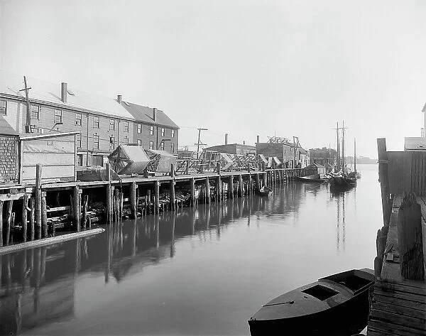 Portland, Me. drying fishermen's nets, between 1900 and 1920. Creator: Unknown