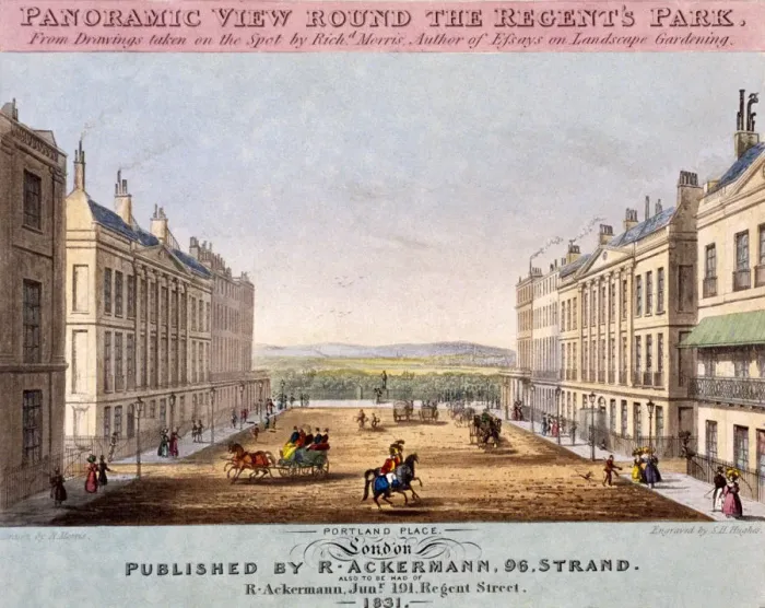 Framed Print : Portland Place, Marylebone, London, 1831. Artist: SH Hughes Framed Print : Portland Place, Marylebone, London, 1831. Artist: SH Hughes