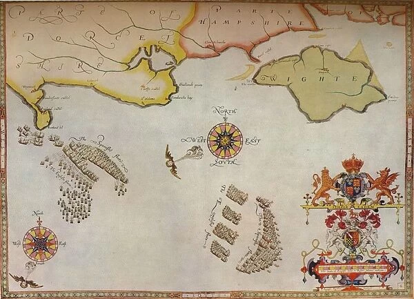 Portland Bill to Portsmouth: The pursuit of the Spanish Armada by the English Fleet, c1588. Artist: Augustine Ryther